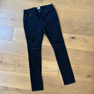 Kuwalla-Tee Destroyed Denim Skinny Jean - Jet Black - Size M (32 x 30) - EYC